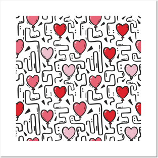 Love Maze - Heart Balloon Pattern Posters and Art